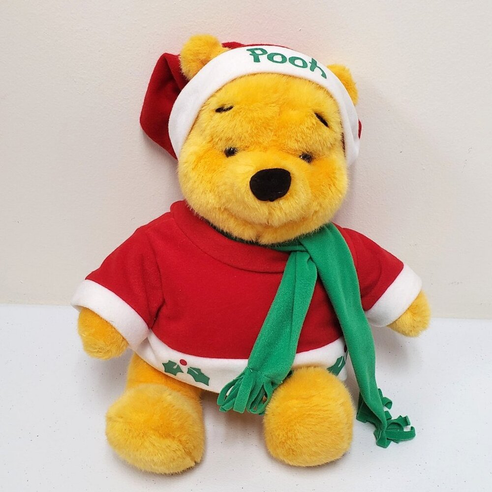 Disney 14" Winnie the Pooh Christmas 1996 Mattel Stuffed Animal Plush